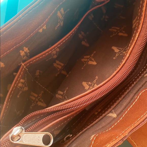 American West Western Cowgirl Brown Leather Embossed Shoulder Bag - Picture 9 of 11